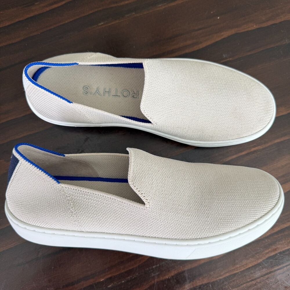 Rothy's The Original Slip On Sneakers Sand Beige Women's Size 7.5 - EXCELLENT